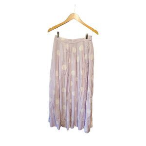 Vintage Maxi Skirt Lavender White Sock Hop Polka Dot Size 8 Pleated‎